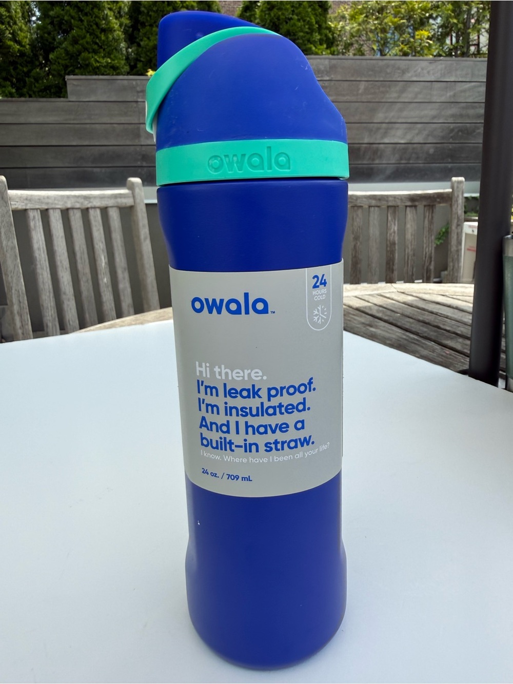 Owala 24oz Insulated Water Bottle in Blue with Teal Accent - Picture 3 of 5